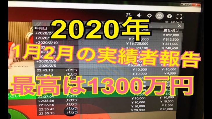 バカラ投資1月2月の実績者報告〜最高は1300万円〜