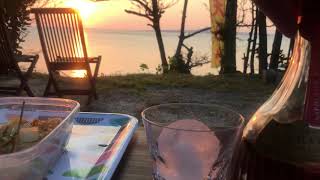 【沖縄マンゴーオジー】myバカラグラスと丸氷でブランデーを飲む至福のひと時^_^  夕陽が似合うマンゴーオジー(^_^*)